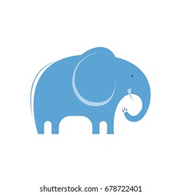 Vector abstract illustration on white background. Elephants. Flat style. Funny animals. 