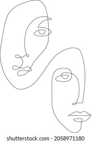 Vector abstract illustration of one line face.  Image for posters, banners, postcards.  A picture for your business.