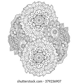 
Vector abstract illustration with Oriental ornaments for anti-stress coloring, posters, flyers, invitations, postcards