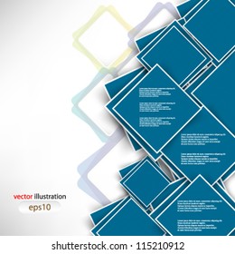 Vector abstract illustration overlapping blue square with shadow - eps10