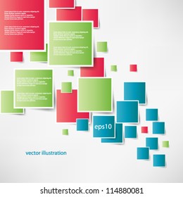 Vector abstract illustration overlapping geometrical shapes with bright colors background - eps10