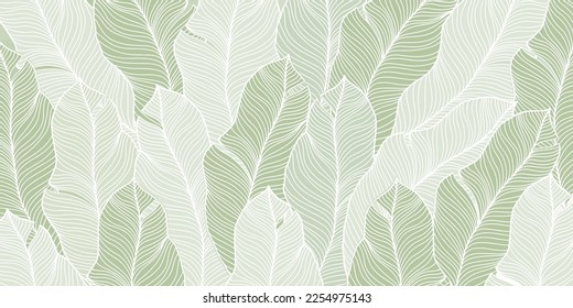 Vector abstract illustration in pale green tones with palm leaves for wallpapers, backgrounds, covers, designs