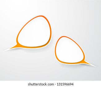 Vector abstract illustration of paper speech bubbles on grey background. Eps10.