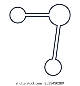 Vector ilustración abstracta de la interacción de partículas en estilo lineal. Ciencia, descubrimiento e investigación elemento simbólico