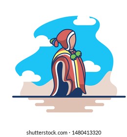 Vector Abstract Illustration of Peruvian Man Isolated