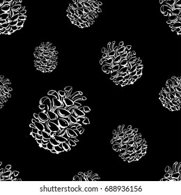 Vector abstract illustration of a pine cone. Seamless pattern for your design. Hand drawing. Graphic arts.