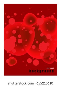 Vector abstract illustration. A poster with spots, splashes of blood under a microscope. Red and black color. Grunge background with place for your text. Medical design.