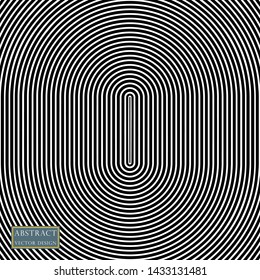 Vector abstract illustration of radiating, concentric oval circles. Element of the template overlay, monochrome style. Isolated background. Eps.