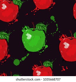 Vector abstract illustration with a red apple. A seamless pattern for the design of fabric, wallpaper, background, postcard and other.
