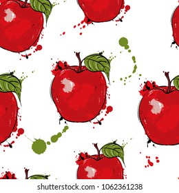 Vector abstract illustration with a red apple. A seamless pattern for the design of fabric, wallpaper, background, postcard and other.