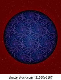 Vector abstract illustration red background with circles dots spiral pattern for design