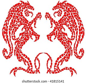 Vector abstract illustration of a red dragon