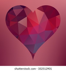 Vector abstract illustration of ruby Hearts symbol. Heart sign.