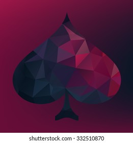Vector abstract illustration of ruby Pikes symbol. Spades sign.