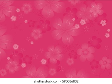 Vector abstract illustration. Sakura blossoms on Pink color background. Vector.