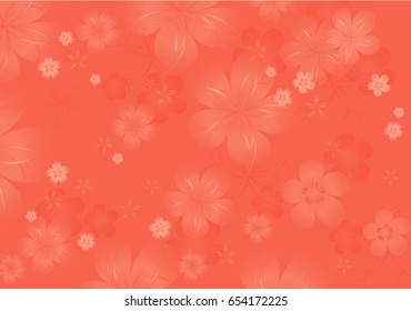 Vector abstract illustration. Sakura blossoms on Orange color. Vector EPS 10, cmyk.