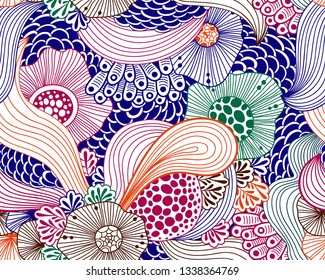 Vector abstract illustration with sea plants. Floral illustration. Exotic tropical design.