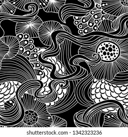 Vector abstract illustration with sea plants. Seabed illustration. Exotic tropical design.