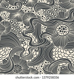 Vector abstract illustration with sea plants. Seabed illustration. Exotic tropical design.