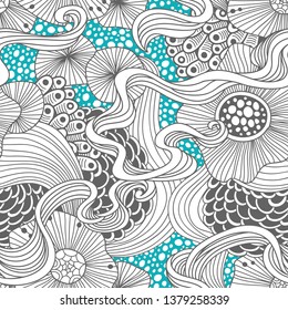 Vector abstract illustration with sea plants. Seabed illustration. Exotic tropical design.