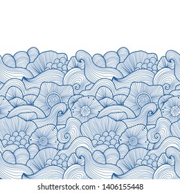 Vector abstract illustration with sea plants. Seabed illustration. Exotic tropical design.