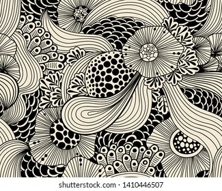 Vector abstract illustration with sea plants. Floral illustration. Exotic tropical design.