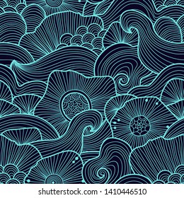 Vector abstract illustration with sea plants. Floral illustration. Exotic tropical design.