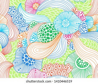 Vector abstract illustration with sea plants. Floral illustration. Exotic tropical design.