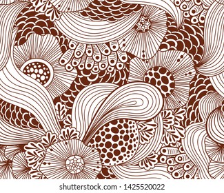 Vector abstract illustration with sea plants. Seabed illustration. Exotic tropical design.