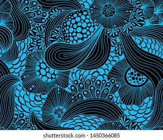 Vector abstract illustration with sea plants. Floral illustration. Exotic tropical design.