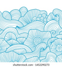 Vector abstract illustration with sea plants. Floral illustration. Exotic tropical design.