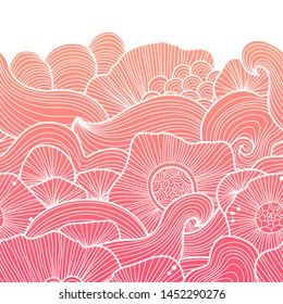 Vector abstract illustration with sea plants. Floral illustration. Exotic tropical design.
