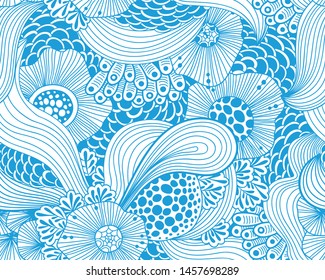 Vector abstract illustration with sea plants. Floral illustration. Exotic tropical design.