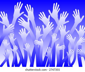 Vector abstract illustration of a sea of waving hands