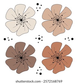 Vector abstract illustration of a set of brown-beige shades on a white background.