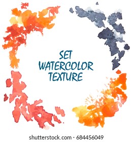 Vector abstract illustration. Set watercolor texture isolated white. Hand drawn watercolor painting.