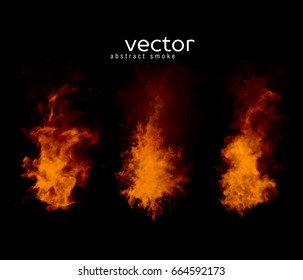 Vector abstract illustration of smoky shapes on black background.