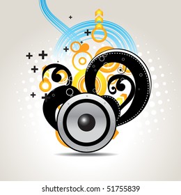 vector abstract illustration of speaker in colorful background