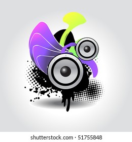 vector abstract illustration of speaker in colorful background