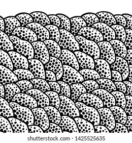 Vector abstract illustration with stones. Border linear design.