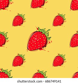 Vector abstract illustration with strawberry. Seamless pattern for design of fabric, wallpaper, background.