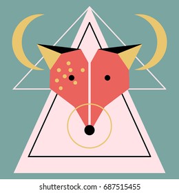 Vector abstract illustration. Stylized fox. Poster, print.