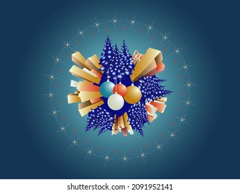 
ilustración abstracta vectorial con una imagen estilizada del planeta, decorada al estilo de Año Nuevo, para imprimir banners, tarjetas de felicitación y para decorar el interior al estilo de Año Nuevo