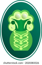 Abstrakte Vektorgrafik mit einem stilisierten Topfbaum.