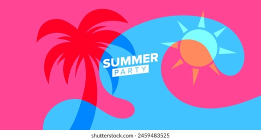 Vektorgrafik Abstrakte Illustration Sommerparty Grußkarte Vorlage Hintergrund Kollektion Designs
