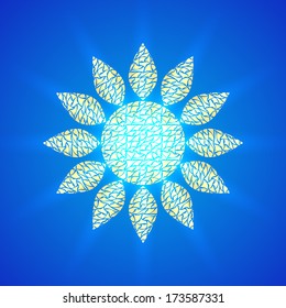 Vector abstract illustration of sun on blue background