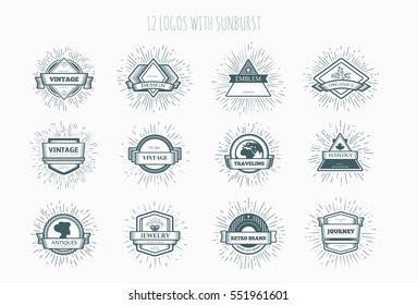 Vector abstract illustration sunburst. Elements for icons and logos. Templates  elements for your design project. Light ray. 