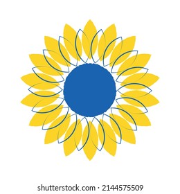 Ilustración vectorial abstracta de un girasol en colores de la bandera ucraniana sobre un fondo claro 