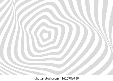 Vector abstract illustration of swirl, vortex pattern with smooth lines. Trendy background in op art style, optical illusion.