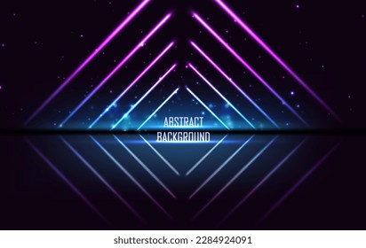 Vector abstract illustration. Tech lazer ray banner with glow and sparkles.